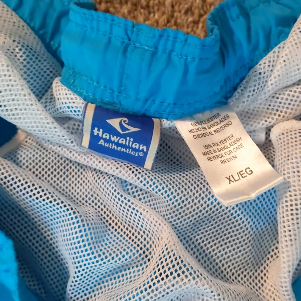 Hawaiian Authentics Aqua Blue Swim Trunks . Sz XL - Picture 7 of 9